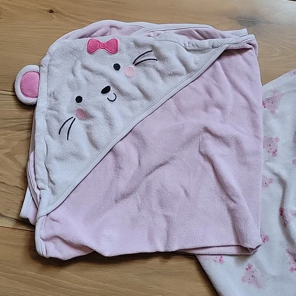 *3/$15* Carter's JOY Girl Baby Bath Towels Pink Mouse - Picture 2 of 4